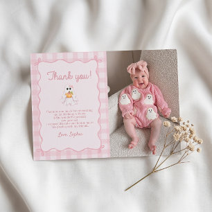 Cute Pink Ghost Halloween Birthday Thank You Card