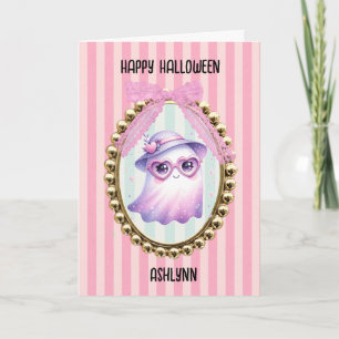 Cute Pink Ghost Halloween Card