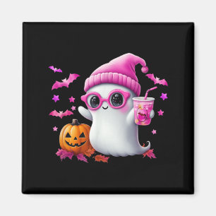 Cute Pink Ghost Halloween - Funny Retro Ghost with Magnet