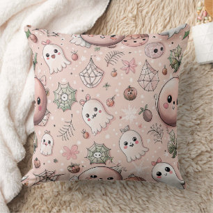 Cute Pink Ghost & Pastel Halloween Seamless Cushion