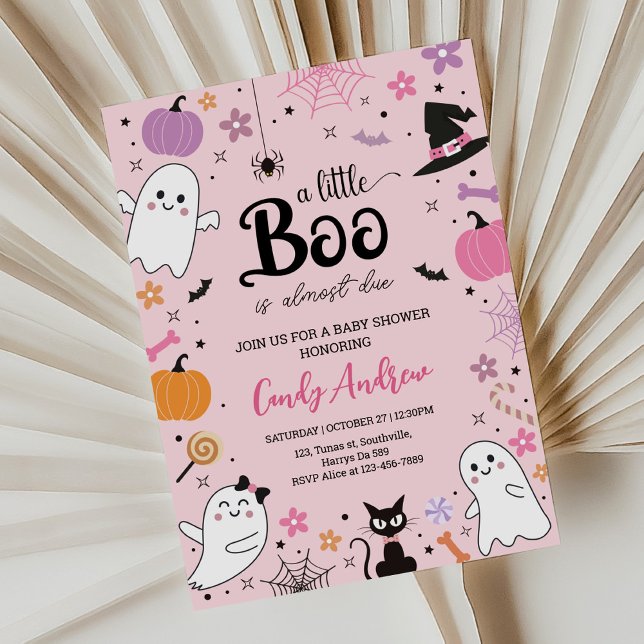 Cute pink ghosts Halloween boo baby shower Invitation (Creator Uploaded)