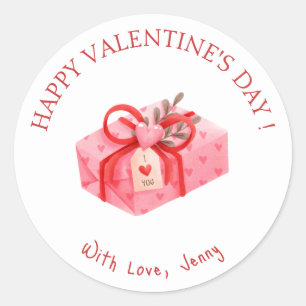 Cute Pink Gift Happy Valentine's Day Classic Round Sticker