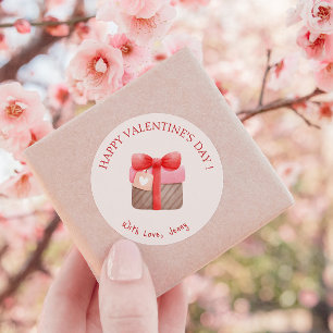 Cute Pink Gift Happy Valentine's Day Classic Round Sticker