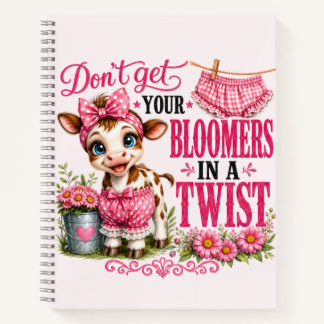 Cute Pink Gingham Cow Calf | Funny Farm Girl Notebook
