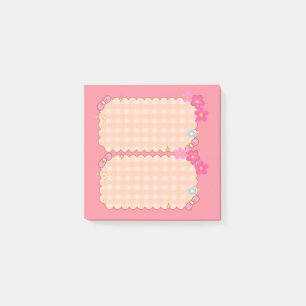 Cute Pink Gingham Floral Coquette Post-it Notes