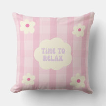 Cute Pink Gingham Floral Time to Relax