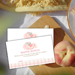 Cute Pink Gingham Peach Diaper Raffle Baby Shower Enclosure Card