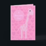 Cute Pink Giraffe & Hearts New Baby Girl Card<br><div class="desc">Pretty pink new baby girl greeting card with hearts and a cute giraffe. Text, font and background colour are customisable by clicking on the "Customise it" button - lots of colours and fonts to choose from. If you need any assistance in customising your product please contact me through my store...</div>