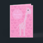 Cute Pink Giraffe & Hearts New Baby Girl Card<br><div class="desc">Pretty pink new baby girl greeting card with hearts and a cute giraffe. Text, font and background colour are customisable by clicking on the "Customise it" button - lots of colours and fonts to choose from. If you need any assistance in customising your product please contact me through my store...</div>