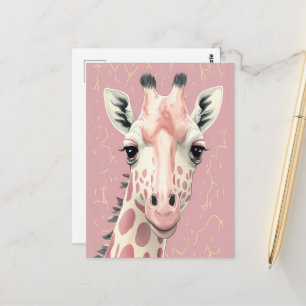 Cute Pink Giraffe Postcard