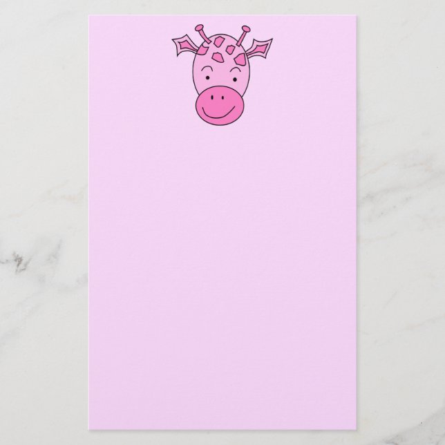 Cute Pink Giraffe. Stationery (Front)