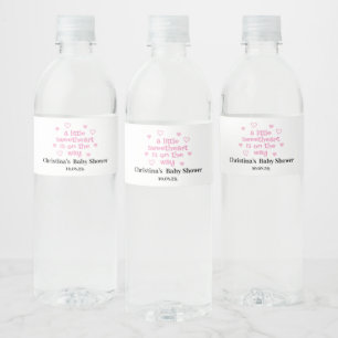 Cute Pink Girl Baby Shower Water Bottle Label