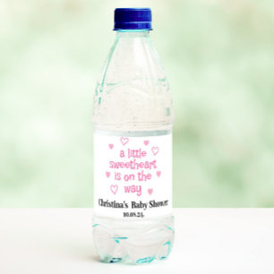 Cute Pink Girl Baby Shower  Water Bottle Label