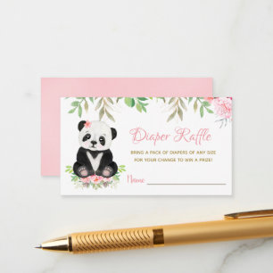 Cute Pink Girl Bear Baby Shower Diaper Raffle Enclosure Card
