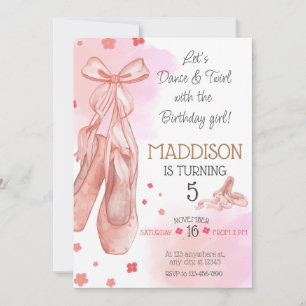 Cute Pink girl birthday ballet party Invitation