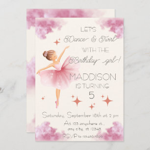 Cute Pink girl birthday ballet party Invitation