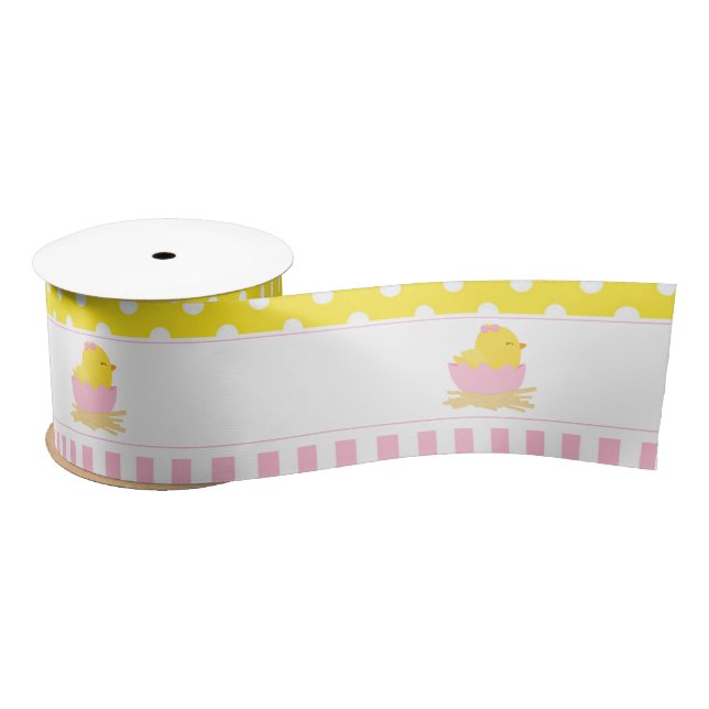 Cute Pink Girl Chick Baby Shower Party Satin Ribbon (Spool)