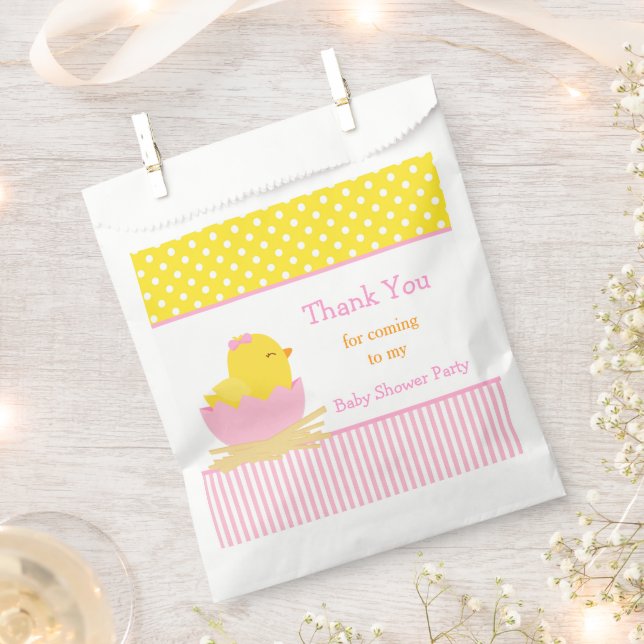 Cute Pink Girl Chick Shower Party Favour Bags (Clipped)