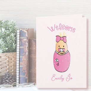 Cute Pink Girl Congratulations Unique Baby Shower Card