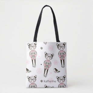 Cute Pink Girl Pattern Personalized Tote Bag