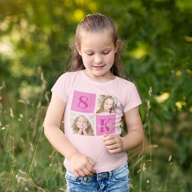 Cute Pink Girl Photo Collage Custom Birthday Party (Creator Uploaded)