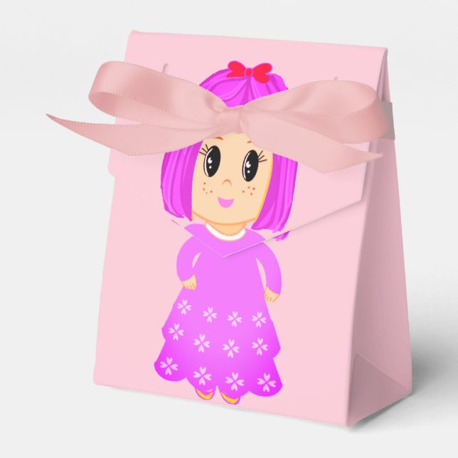 Cute Pink Girl Thank You Favour Box (Front Side)