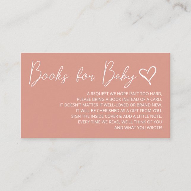 Cute Pink Girls Baby Shower Books Request  Enclosure Card (Front)