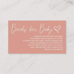 Cute Pink Girls Baby Shower Books Request  Enclosure Card