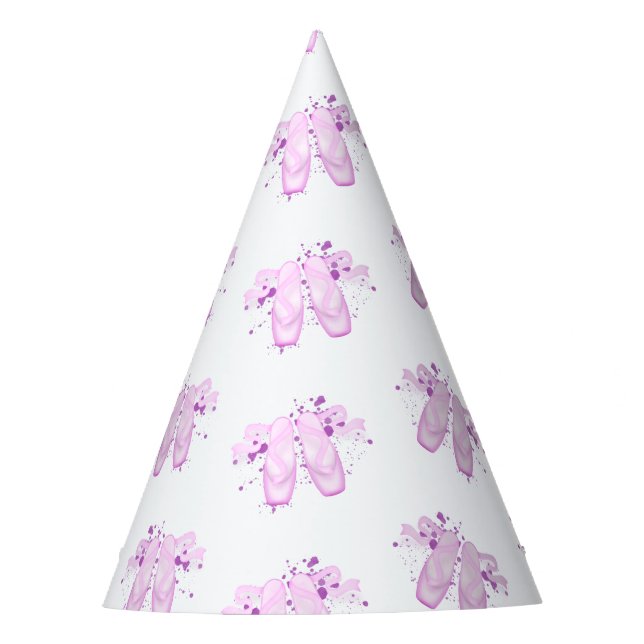 Cute Pink Girls Birthday Ballet Party Hat (Front)