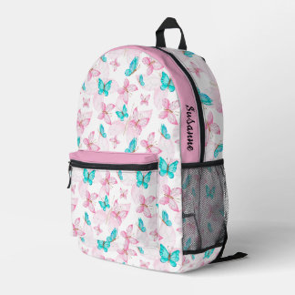 Cute Pink Girls Butterfly Printed Backpack