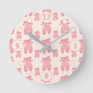 Cute pink girly balllet shoes round clock