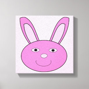 Cute Pink Girly Bunny Face Spring Easter Canvas Print