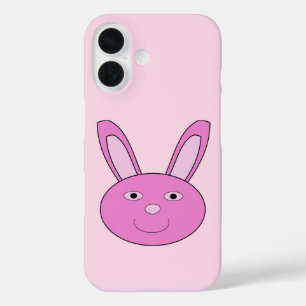 Cute Pink Girly Bunny Face Spring Easter iPhone 16 Case