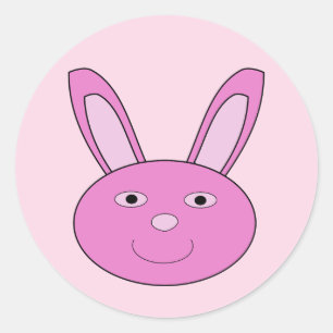 Cute Pink Girly Bunny Face Spring Easter Classic Round Sticker