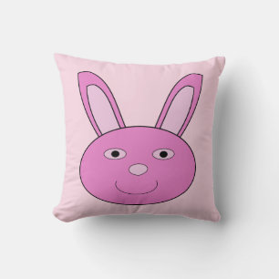 Cute Pink Girly Bunny Face Spring Easter Cushion