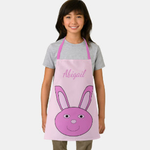 Cute Pink Girly Bunny Face Spring Easter Custom Apron