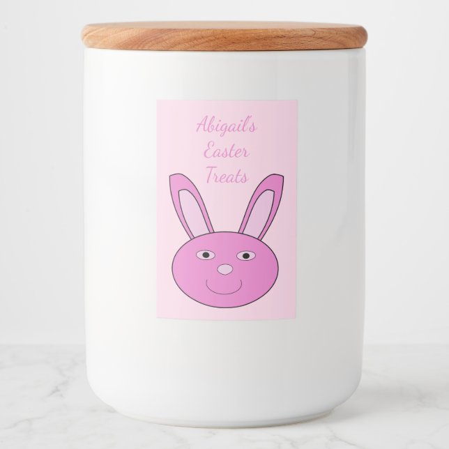 Cute Pink Girly Bunny Face Spring Easter Custom Food Label (Front)