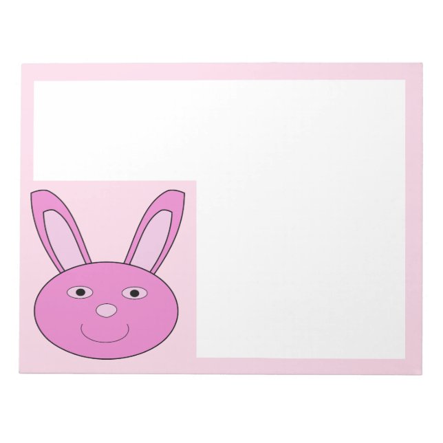 Cute Pink Girly Bunny Face Spring Easter Notepad (Front)