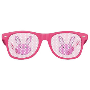 Cute Pink Girly Bunny Face Spring Easter Retro Sunglasses