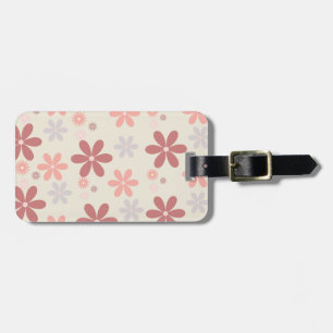 cute pink girly flower luggage tag