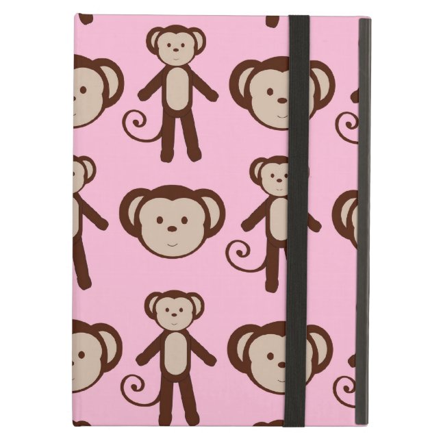 Cute Pink Girly Monkey Girl Collage Pattern Cover For iPad Air (Front Closed)