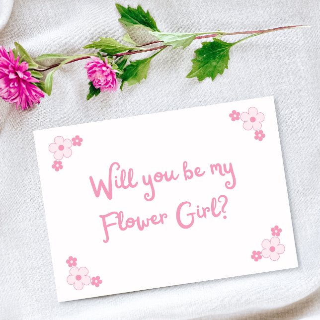 Cute Pink Girly Personalised Flower Girl Proposal Card (Creator Uploaded)