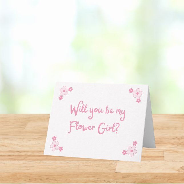 Cute Pink Girly Personalised Flower Girl Proposal Card (Creator Uploaded)