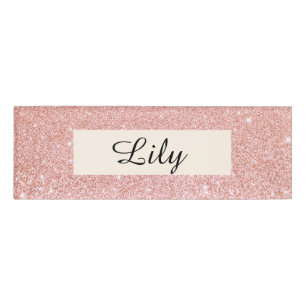 Cute Pink Glitter Beauty Salon Name Tag