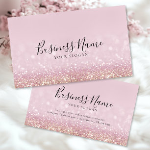Cute Pink Glitter Charm Business Card