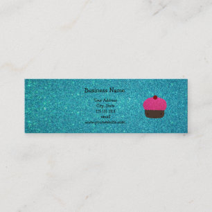 Cute pink glitter cupcake turquoise glitter mini business card