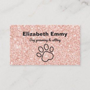 Cute Pink Glitter Dog Sitter and groomer  Business Card