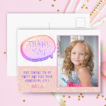 Cute Pink Glitter Girly Birthday Thank you Photo Postcard<br><div class="desc">Cute Pink Glitter Girly Birthday Thank you Photo Postcard for girls with a custom photo and thank you text. Personalizable birthday thank you card for your friends and family. Upload your photo and personalise the postcard with your name and text. The postcard has a pink cartoon frame and pink glitter....</div>