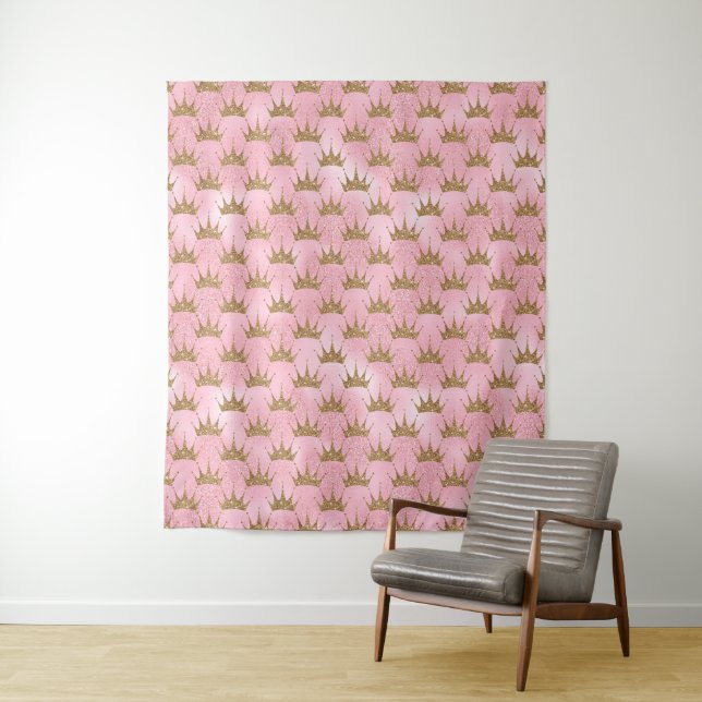 Cute pink glitter Pricess tiled Tapestry (In Situ)