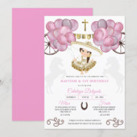 Cute Pink Gold Baby Charra Dress Balloons Baptism